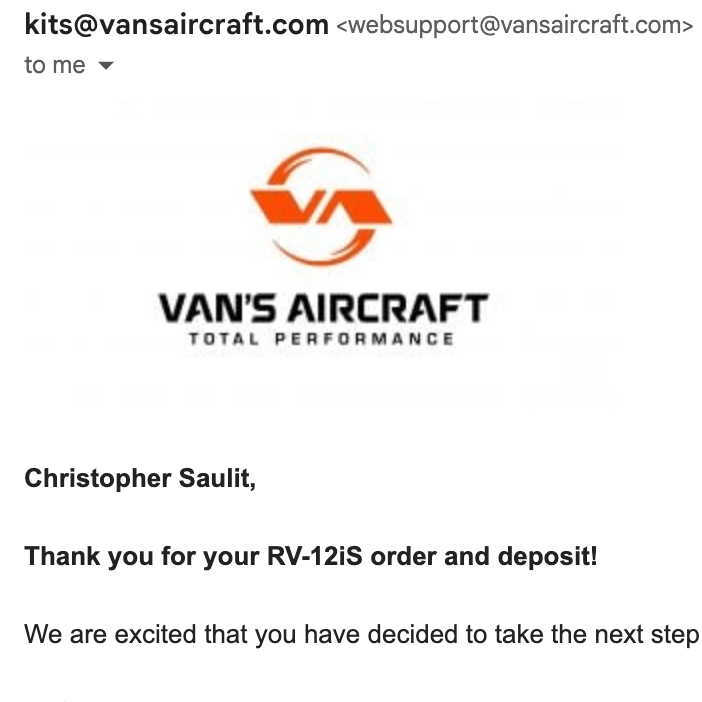 Empennage Kit Ordered!